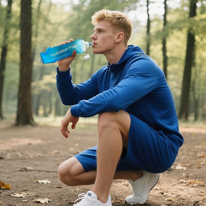 250ml Soft Flask Soft Water Bottle for Running, Hiking, Travelling, Cycling and Climbing - TPU Material - 2Pcs Blue
