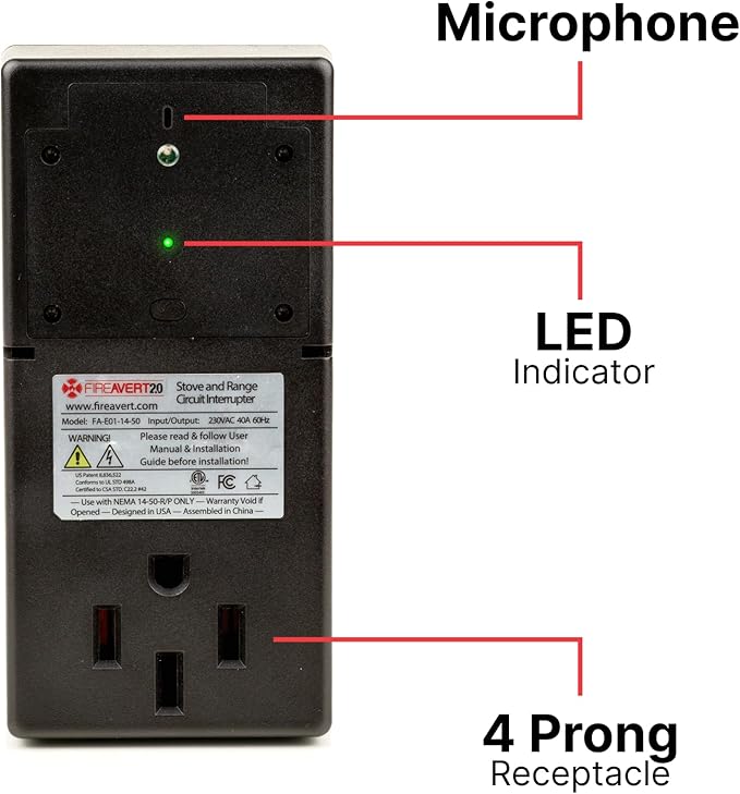 FireAvert - Electric Auto Stove Shut-Off Safety Device (3 or 4 Prong) - As Seen On Shark Tank (4-Prong)