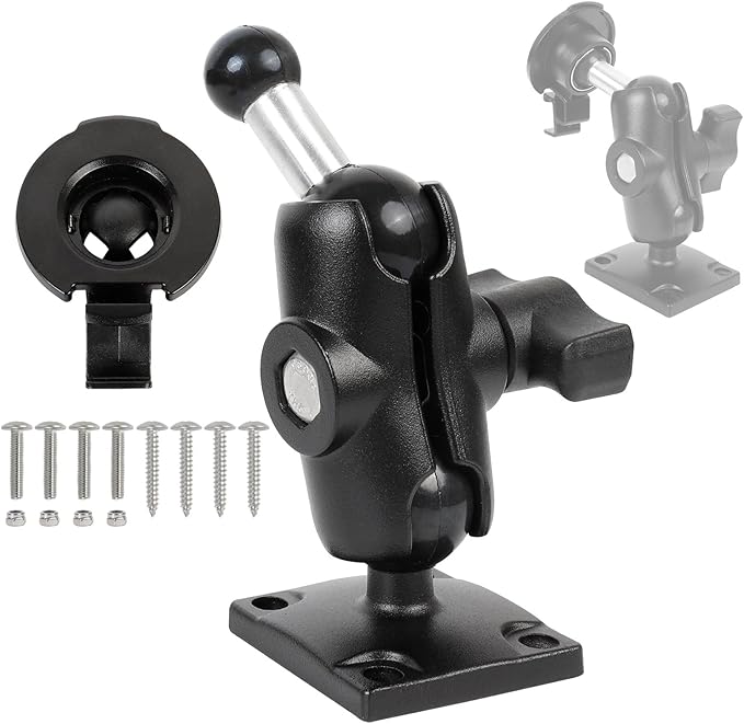 Aluminum Heavy-Duty GPS Mount with AMPS Square Plate Base for Garmin, Replacement for Suction Cup Windshield Mount, Compatible with Nuvi 2577LT 42LM 44 52LM 54 55LMT 56 2457 249
