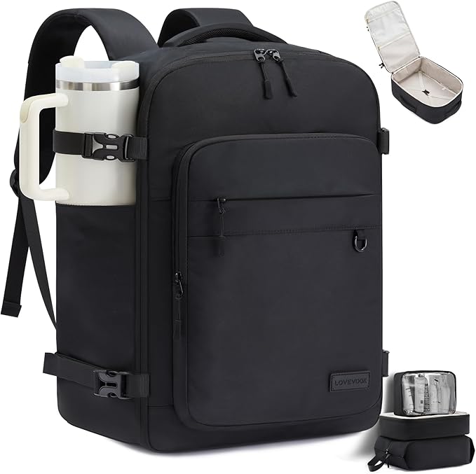 LOVEVOOK 40L Carry on Backpack, Large 17 Inch Travel Backpack for Women Men, Personal Item Bag Airline Approved with 3 Packing Cubes, Hiking Backpack Waterproof Weekender Essentials Casual Daypack