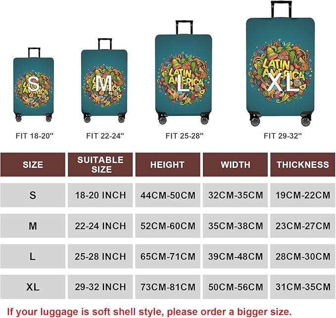 WUJIAONIAO Travel Luggage Cover Baggage Suitcase Cover Protector Skins 18-32 Inch (US-Area, S (for 18-20 inch luggage))