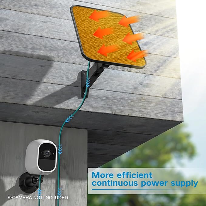 VIRTAVO 3.2W Solar Panel for Security Camera Compatible with Arlo Essential XL, Waterproof Solar Charger with 13ft Cable, 360° Adjustable Mount, Micro USB & USB-C for 5V Rechargeable Cameras