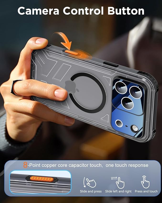for iPhone 17 Pro Max Waterproof Case with Magsafe, Built-in [Privacy Screen Protector] [Lanyard], IP68 Water Proof Full Body Dustproof Anti-Spy Frosted Protective Phone Cover, 6.9" Black