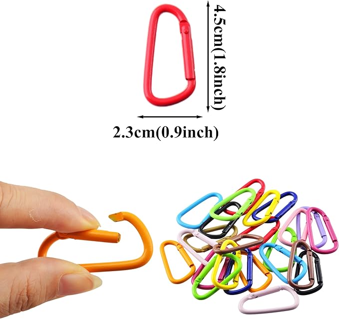 Carabiner Clip 24Pcs Metal Colored Keychain Clip D Spring Clips Cute Carabiner Bulk Keychain Hooks Caribiner Key Rings for Car Keys DIY Bag Charm Handbag Purse