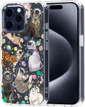 MOSNOVO Case for iPhone 15 Pro Max, [Buffertech 6.6ft Military-Grade Drop Protection] [Anti Peel Off Tech] Clear TPU Bumper Phone Case Cover Design - Space Cat