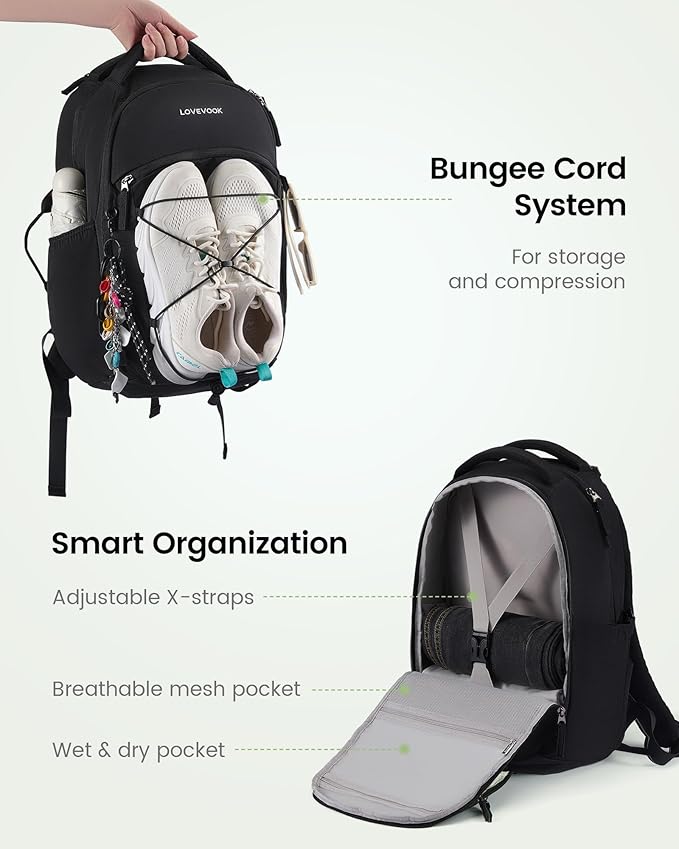 LOVEVOOK Everyday Laptop Backpack for Women & Men With Tumbler Holder,15.6 Inch Classic Travel Work College Teacher Carry on Backpack Purse,Waterproof Computer laptop Bag Hiking Backpack,Olive Green