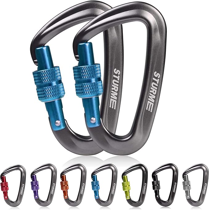 STURME 12kN (2697 lbs) Heavy Duty Locking Carabiner Clips for Outdoor, Camping, Hiking, Securing Pets, Hammock, Dog Leash Harness