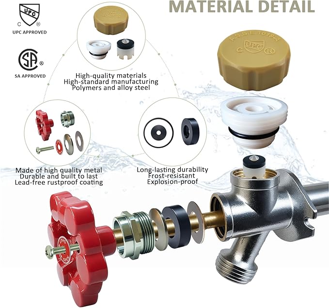 Outdoor Faucet Repair Kit,ASSE 1019-A Water Hose of Home Improvement,Anti-Siphon Frostproof Faucet Valve Hose Faucet Fitting Repair Kit for VACVBKX1B Vacuum Breaker,Metal Handle