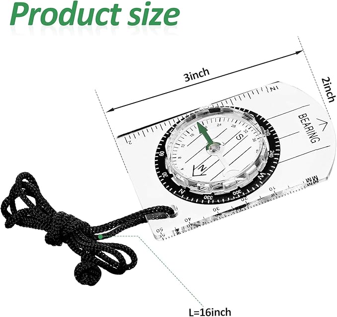 BBTO 9 Pieces Orienteering Compass Hiking Backpacking Camping Compass Map Reading Outdoor Waterproof Tool for Scout Kids Women