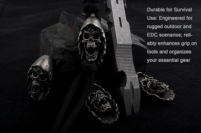 Skull Paracord Beads for DIY Craft Projects Knife Lanyards Keychains Zipper Pulls Survival Gear Accessories