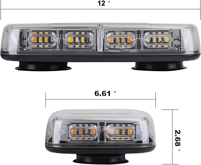 ASPL 48LED Roof Top Strobe Lights, High Visibility Emergency Safety Warning LED Mini Strobe Light bar with Magnetic Base for 12-24V Snow Plow, Trucks, Construction Vehicles (Green/White)