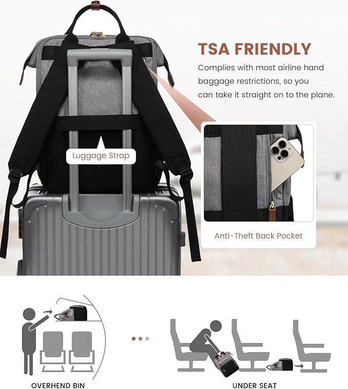 LOVEVOOK Laptop Backpack for Women, 17.3'' Waterproof Nurse Bag Teacher Work Backpack Purse for Women, Travel Computer Backpack for College Office Business Ladies