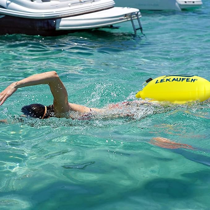Swim Buoy for Open Water, 20L Swim Safety Float Waterproof Dry Bag for Swimmers Triathletes Kayakers Snorkelers, Swimming Pull Buoy for Safer Swim Training (Light Yellow)