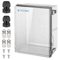 TICONN Outdoor Electrical Box Waterproof, Junction Box IP67 ABS Plastic Enclosure with Hinged Cover with Mounting Plate, Wall Brackets, Cable Glands (Clear, 17.7"x13.8"x7.9")
