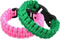 Sportmusies Paracord Wristband for Outdoor Sport Tactical Survival Parachute Bracelet, Essential for Hiking Travelling Camping Gear Pack of 2, pink&green