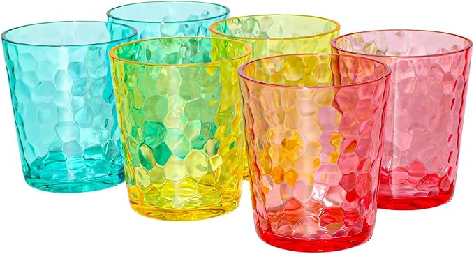 BPA-Free Plastic Tumblers 6 Pack (6x16oz) | Reusable Dishwasher Safe | Stackable Shatterproof Cups | Plastic Drinkware & Drinking Tumblers for Restaurant, Home, Party