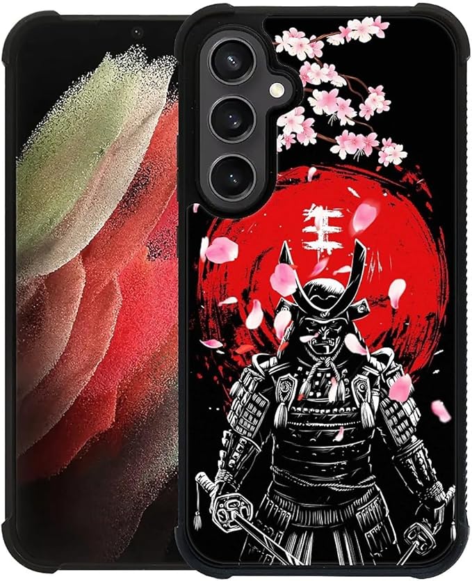 for Samsung Galaxy S23 FE Case, Sakura Japanese Samurai Pattern Graphic Design Girl Boy Soft Silicone Hard Acrylic Shock Protection for Samsung Galaxy S23 FE
