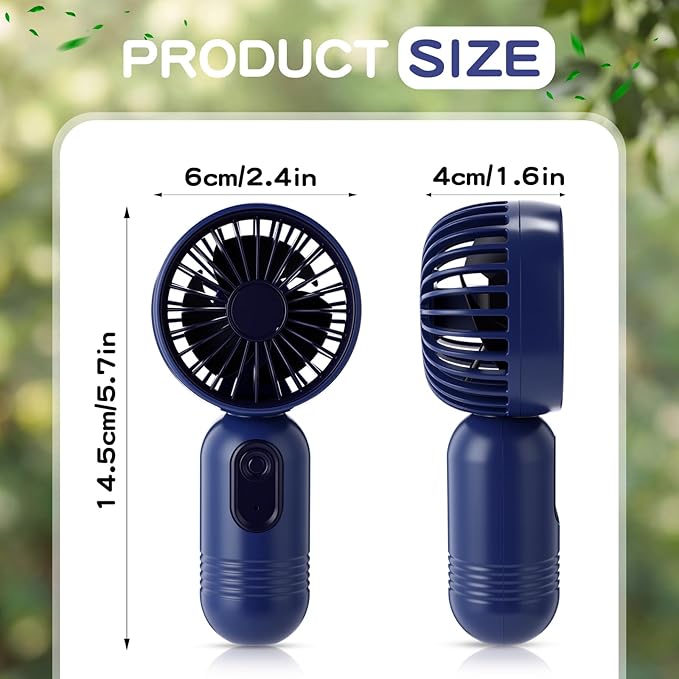 Rossesay 6 Pcs Mini Portable Fan Bulk Cute Handheld Lightweight Small Little Personal Hand Eyelash Fan 3 Speeds USB Rechargeable for Women Men Indoor Outdoor Makeup Travel (Navy Blue)