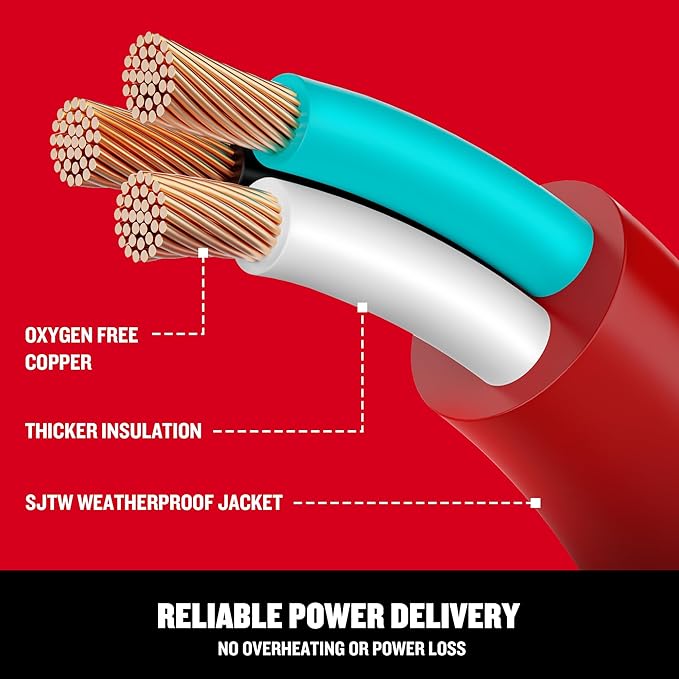 CRAFTSMAN 75 Ft. Indoor/Outdoor Extension Cord 16/3 SJTW, Waterproof Flexible Power Cable with 3-Prong Plug, 10A/1250W/125V, Heavy-Duty Contractor Cord, ETL Certified