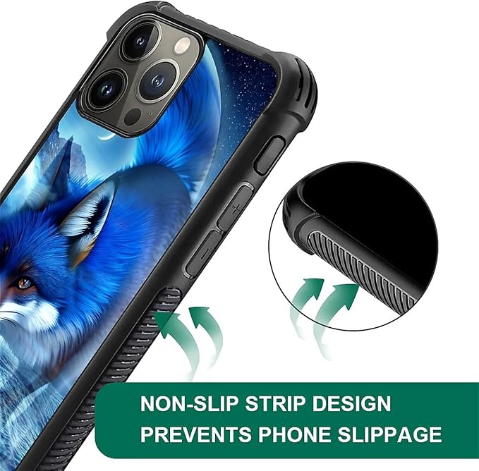 for iPhone 15 Pro Case, Snowy Mountain Fox Lake Pattern Graphic Design Girl Boy Soft Silicone Hard Acrylic Shock Protection for iPhone 15 Pro