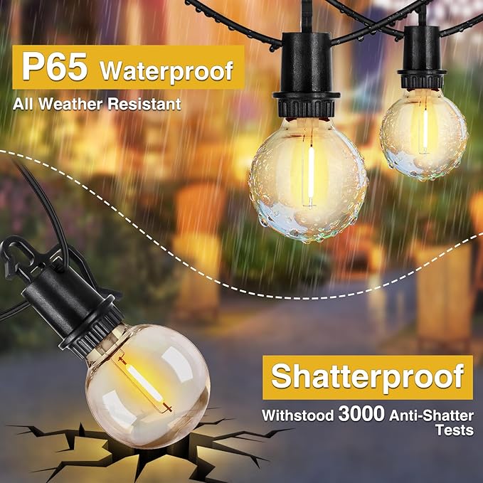 ZJOJO 100FT Solar Lights Outdoor Wateroproof, Solar String Lights with Remote USB Port 32 LED Shatterproof,Dimmable Outdoor Lights Long Last for Garden, Patio, Backyard, Yard, Camping Christmas Light