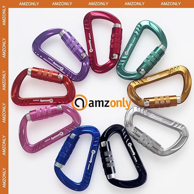 3inch Auto Locking Carabiner Clips Heavy Duty, 12KN /2697lbs Lightweight keychain carabiners, Sturdy Twist Lock Caribeeners for Camping Hiking Hammock Swing Backpack, dog leash and Harness etc