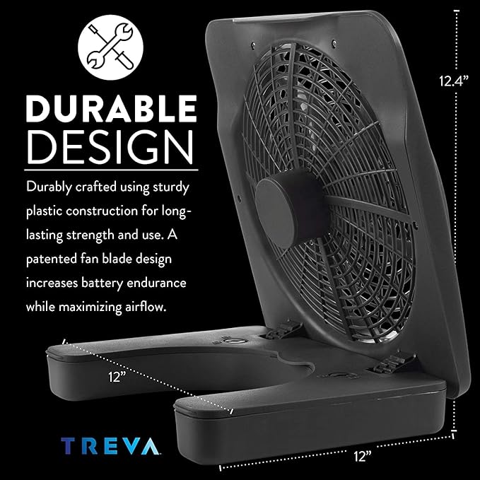 O2COOL Treva 10-Inch Portable Desktop Air Circulation Battery Fan, 2 Speed, Compact Folding & Tilt Design, with AC Adapter (Graphite)