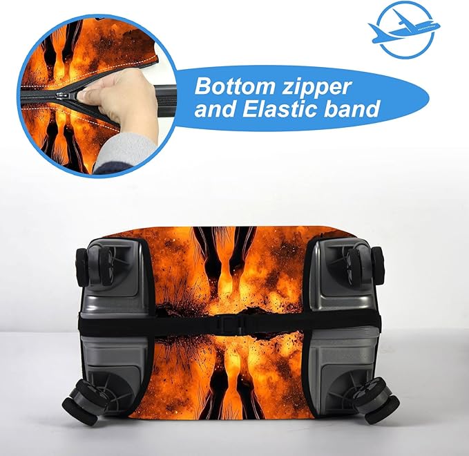 Luggage Cover Protector for 19-20 Inch Suitcases, TSA Approved Elastic Travel Suitcase Covers, Anti-Scratch Washable Luggage Sleeve for Carry On & Checked Bags, Man Riding Horse