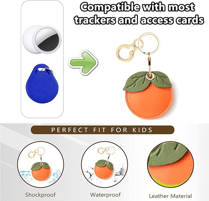 Leather Keychain Holder Case Compatible with AirTag,Cute air tag Cover with Keychain Ring,GPS Tracker Case for Keys