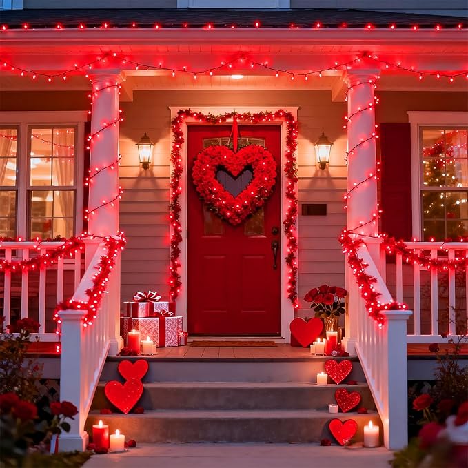 JMEXSUSS 2 Pack Solar String Lights Outdoor Waterproof, Total 400 LED 151FT Solar Christmas Lights Outdoor, 8 Modes Christmas Light for Outside Patio Yard Tree Decorations, Red