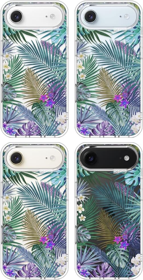 MOSNOVO for iPhone Air Case | Military Grade 6.6ft Drop Tested | Camera Control | Clear with Tropical Rainforests Design