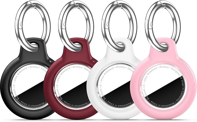 for Apple AirTag 2nd & 1st Gen, Waterproof Case for AirTag Holder Keychain,GPS Tracker Cover for Dog,Car Key,Luggage-B73-Black+Wine Red+White+Pink