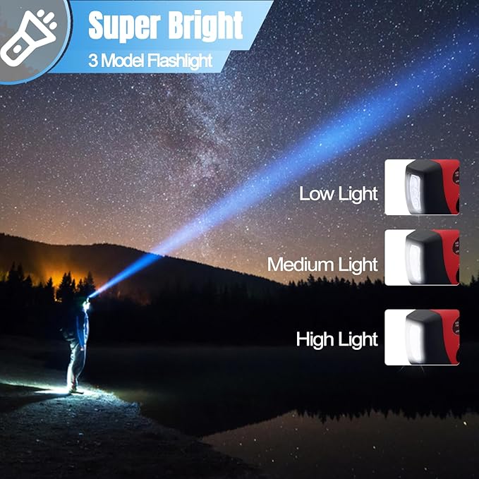 Emergency Hand Crank Weather Radio, AM/FM NOAA Portable Solar Radio with 2000mAh Battery Phone Charger, SOS Alarm & Survival Flashlight for Indoor/Outdoor, Emergency, Hurricane (Red)