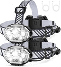 MIOISY Rechargeable Headlamp, High Lumen 5 LED Head Lamp with Red White Light,IPX4 Waterproof Headlight,8 Mode Head Flashlight for Outdoor Running Hunting Fishing Hiking Camping Gear-2Pack