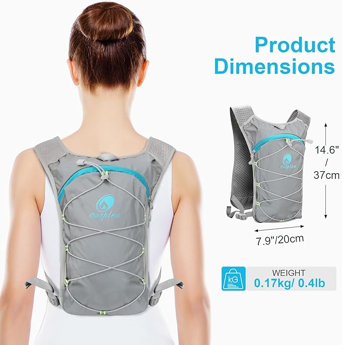 Lightweight Hydration Backpack with 2L Water Bladder for Men Women, Small Water Backpacks Running Vest for Hiking