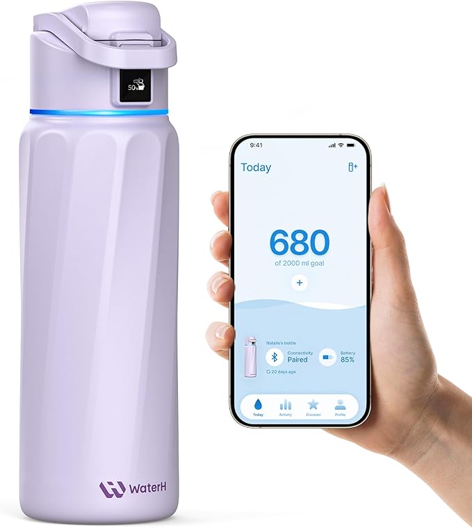 BOOST Smart Water Bottle with Reminder & Tracker, Double Wall Vacuum Insulated Bottles Stainless Steel, 32oz BPA-Free Wide Mouth for School, Gym, Office, Ideal for Mother's Day