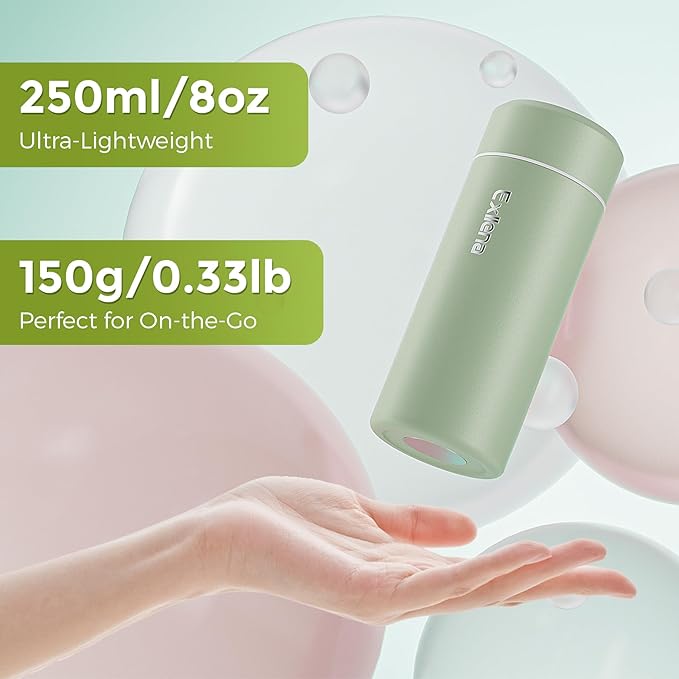 【Upgraded】Exllena Small Insulated Water Bottle 8 oz/250ml– Mini Insulated Water Bottle for Hot & Cold Drinks, Perfect Small Water Bottle for Travel, Purse...(Sage Green)
