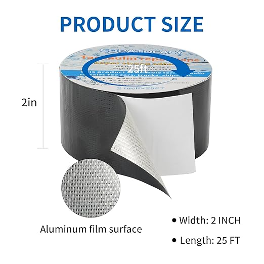 Tent Repair Tape, Black Tape Heavy Duty, Weatherproof Resistant - Instant Fix for Tarps, Tents, Truck Covers, Camping Gear - 2" x 25ft