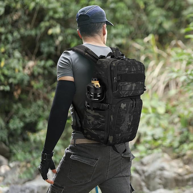 HUNTVP Tactical Backpack for Men 35L Military Backpack MOLLE 1000D Army Daypack 3 Day Bug Out Bag for Work Camping Hiking Outdoor, Camo