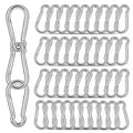 40PCS M5 Heavy Duty Carabiner Clip, 2Inch Snap Hook Quick Link Small Carabiner Clips,Spring Link Buckle for Fishing Camping Hammock Dog Leashes-220LBS Holding Capacity (Silver)