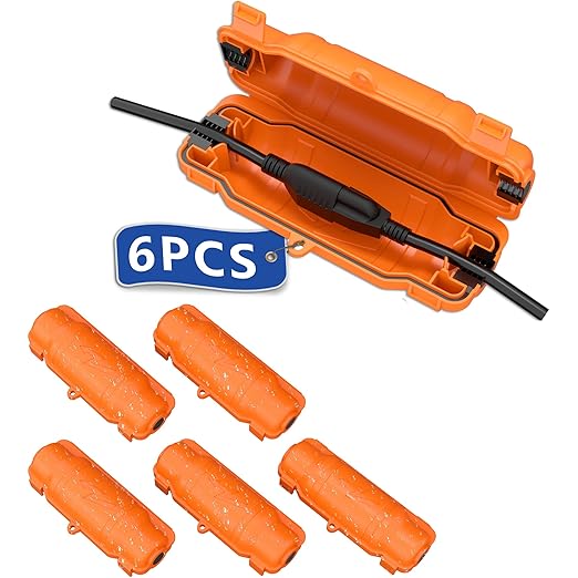 6 Pack Outdoor Extension Cord Safety Cover with Waterproof Seal IP54 Water-Resistant, Weatherproof Electrical Connection Box with 2 Latches, Plug, Socket, Holiday Decoration Light,Orange