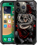 for iPhone 13 Pro Case, Entwined Rose Snake Pattern Graphic Design Girl Boy Soft Silicone Hard Acrylic Shock Protection for iPhone 13 Pro