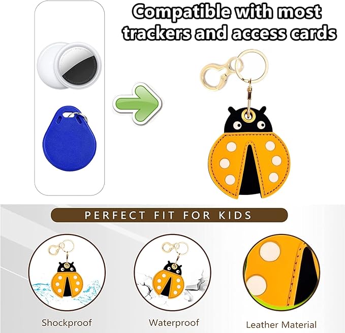 Leather Keychain Holder Case Compatible with AirTag,Cute air tag Cover with Keychain Ring,GPS Tracker Case for Keys