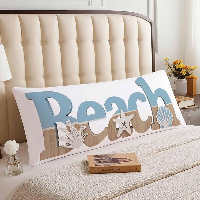 Beach Body Pillow Cover, Decorative Body Pillow Covers Ocean Starfish Seashells Pillow Cushion Case Zipper Body Pillowcase Soft Cushion Cover for Bedding,Couch,Home 20"X54"