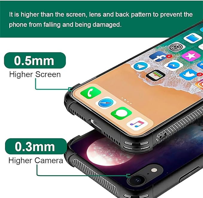 for iPhone XR Case, Star Two Wolfs Howling Pattern Graphic Design Girl Boy Soft Silicone Hard Acrylic Shock Protection for iPhone XR