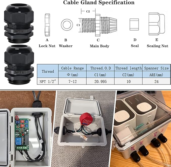 Zulkit Junction Box ABS Plastic Dustproof Waterproof IP65 Electrical Boxes Hinged Shell Outdoor Universal Project Enclosure Clear Cover with 2 Cable Glands 5.9 x 3.9 x 2.8 inch (150x100x70 mm)