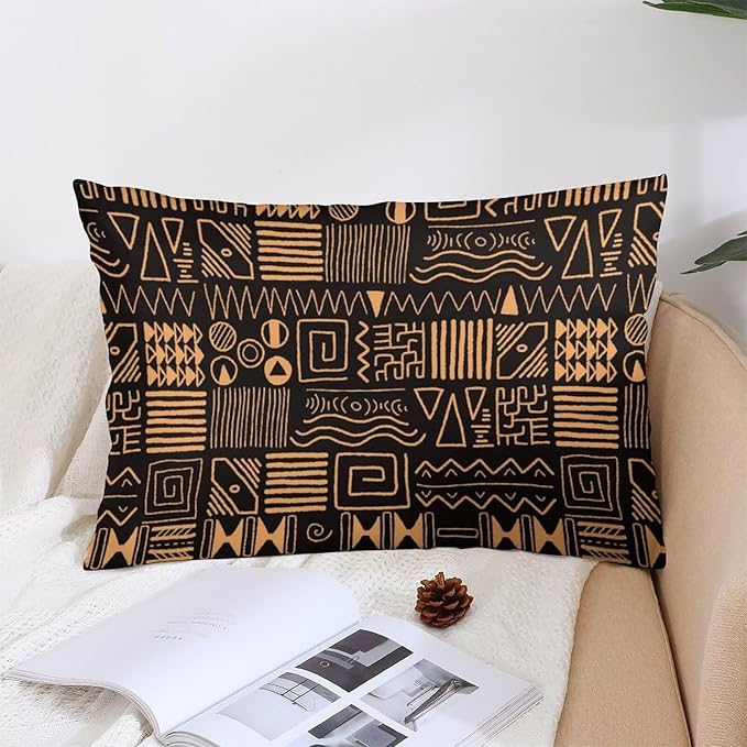 African Ethnic Pattern Throw Pillow Covers Set of 2 Queen Size Abstract Tribal Art Pillow Cushion Cases Standard Pillow Cases Decorative Pillowcase 20X30 Inch for Sofa Bed