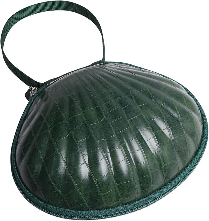 Hard Travel Case for Silicone Bras [A-C Cup] Premium Nubra Organizer Portable Lingerie Underwear Storage Bag (Crocodile, Green)