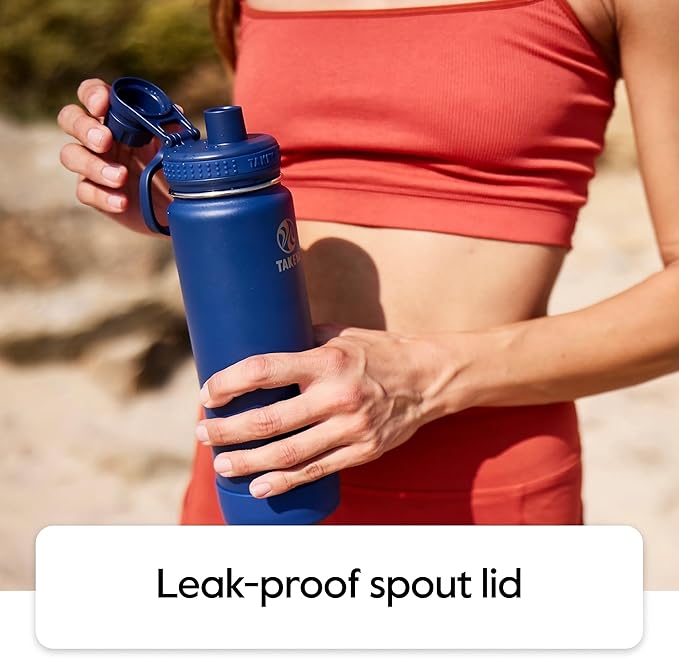 Takeya Actives Stainless Steel Water Bottle, Insulated Spout Lid, Keeps Drinks Cold 24 Hrs, Leakproof, Durable, Dishwasher Safe, Ideal for Gym, Travel, Fits Most Cup Holders, 24 oz/Lilac