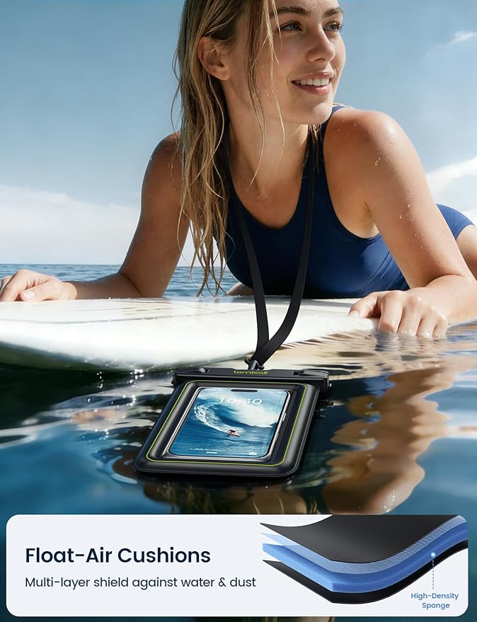 Lamicall IP68 Floating Waterproof Phone Pouch - [2 Pack] Water Proof Phone Case with Lanyard for iPhone 17 16 15 14 13 Pro Max, Galaxy S26 S25 S24 Ultra, Beach Cruise Gifts for Mothers Day, 4-8.5"